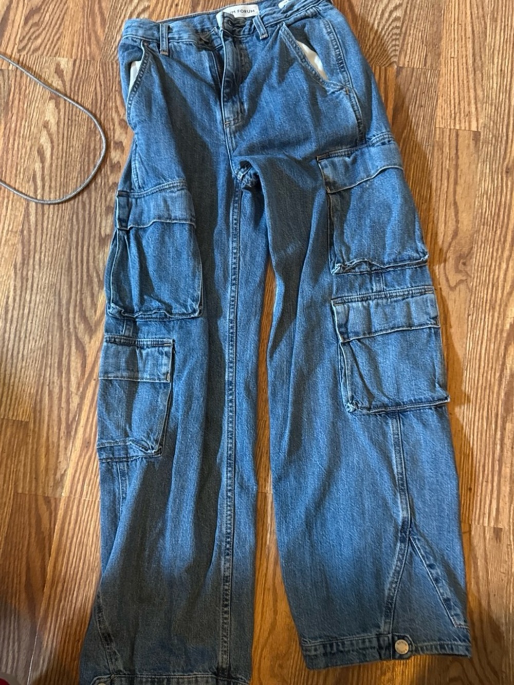 Denim Forum Blue Cargo Bootcut Jeans